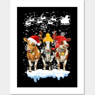 baby cow christmas cute cow Posters and Art